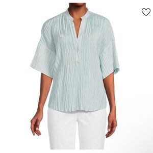 Vince Textured Silk Blouse - Soft Blue